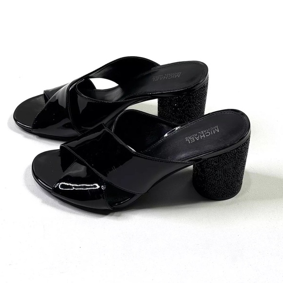 Michael Kors Shoes - Michael Kors Black Patent Leather Block Heel Sandals